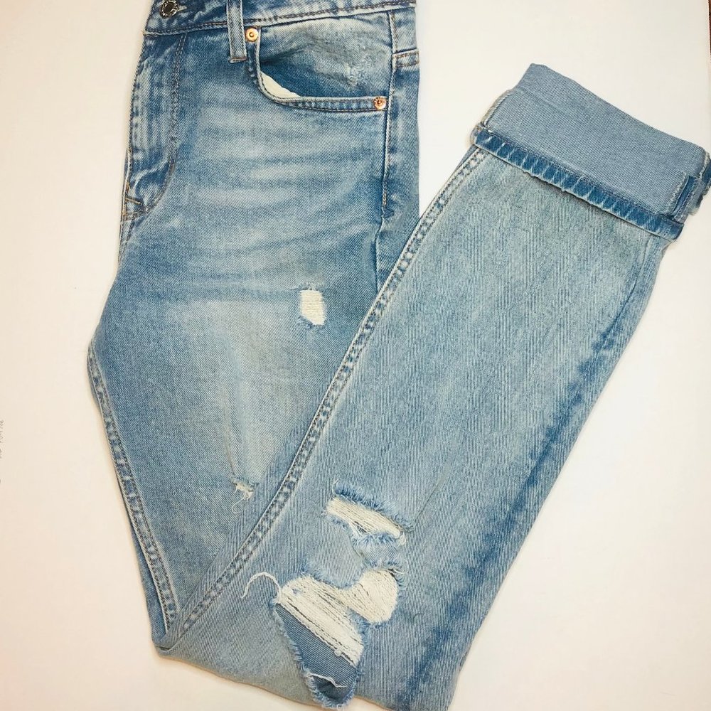 High Waisted Distressed Soft Wash Jeans